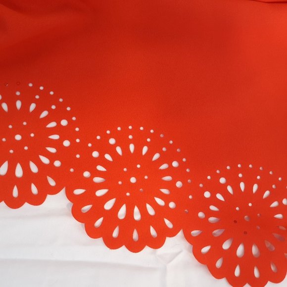 SOLD--Liz Claiborne Woman Blouse Women's 1X Orange Eyelet Career Business Shirt - Picture 7 of 8